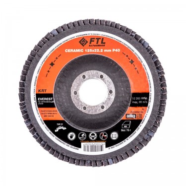 Круг лепестковый с керамическим абразивом FoxWeld FTL Everest P40 (125x22.2 мм, тип 27)